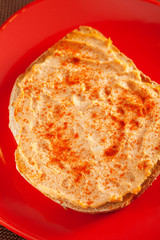 Slice of bread with a dip