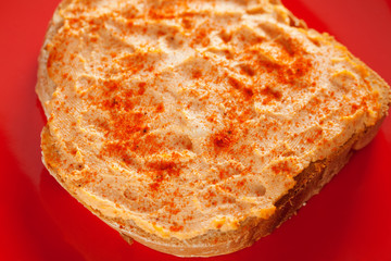 Slice of bread with a dip