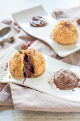 Nougat cream in dumplings