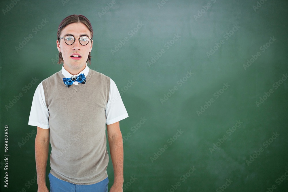 Aufkleber composite image of geeky hipster looking at camera