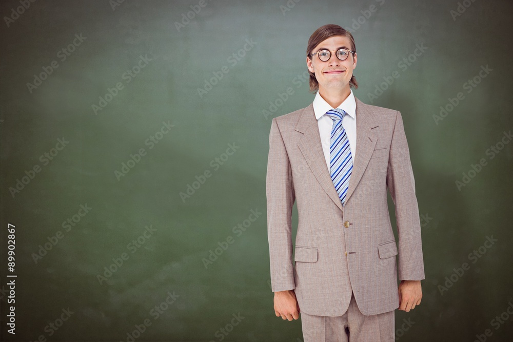 Poster composite image of geeky businessman looking at camera
