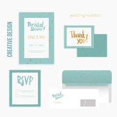 Set of wedding invitation cards with thank you card, RSVP card