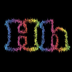 The letter h in grunge style on a black background