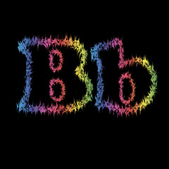 The letter b in grunge style on a black background