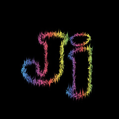 The letter j in grunge style on a black background