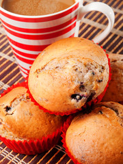 Berry muffins with coffee