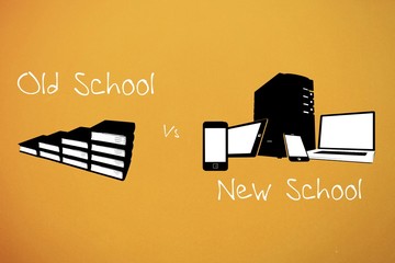 Composite image of old school vs new school 