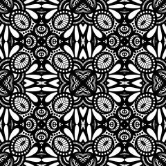 Vector Seamless Vintage Black and White Lace Pattern