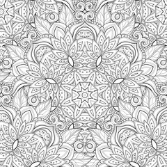 Vector Seamless Monochrome Ornate Pattern