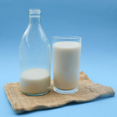  with milk on blue background