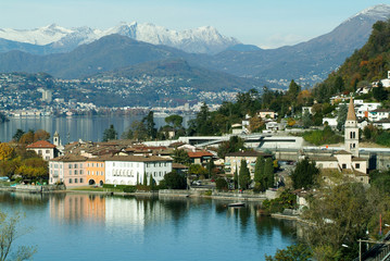 The village of Bissone on lake Lugano