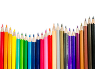 line of colored pencils