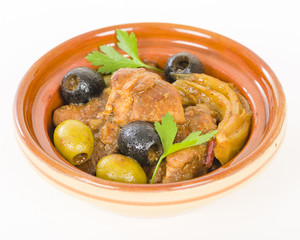 Chicken Tagine - Moroccan chicken tagine with olives, preserved lemon and fennel.
