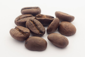Coffee beans on white background