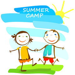 summer camp poster with happy kids