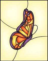 Vector of butterfly in stained glass window style - obrazy, fototapety, plakaty