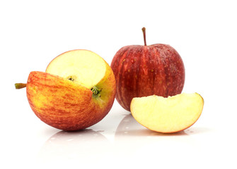Fresh red apples on white  background