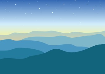 Desert night with stars. Vector illustration