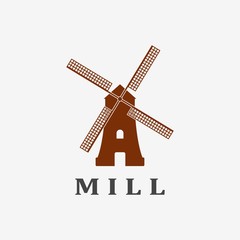 Fototapeta na wymiar Windmill icon or sign isolated on grey background.