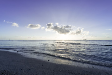 Sunset, sunlight, sea. Okinawa, Japan, Asia.