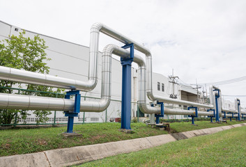 Industrial pipelines in power station facility
