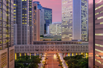 Tokyo, Japan government buildings at Tochomae in Shinjuku district.