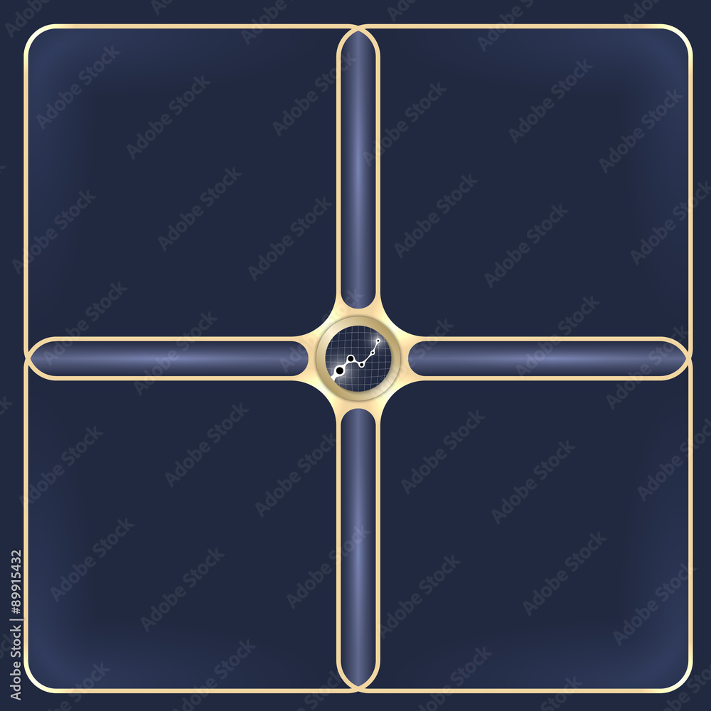 Poster four connected golden frames for your white text and graph