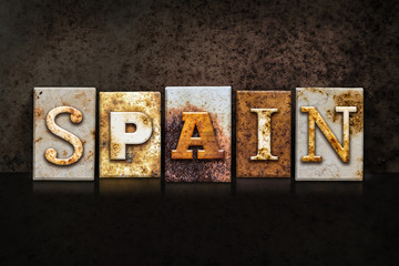 Spain Letterpress Concept on Dark Background
