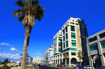 Fototapeta na wymiar Shlomo Lahat promenade in the Tel Aviv
