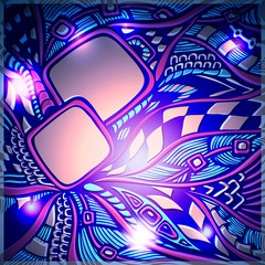 Abstract doodle background with light in blue pink colors 