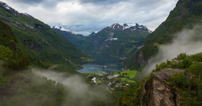 4K Norway Mountains And Fjord View - Clouds Time Lapse
Geirangerfjord,  Stranda, Norway