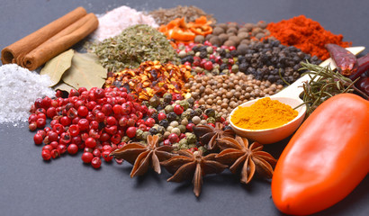 Composition with different spices and herbs