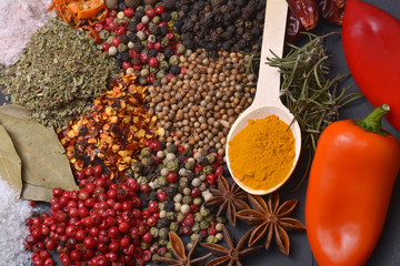 Composition with different spices and herbs
