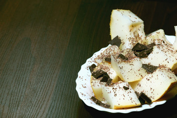 melon dessert with chocolate