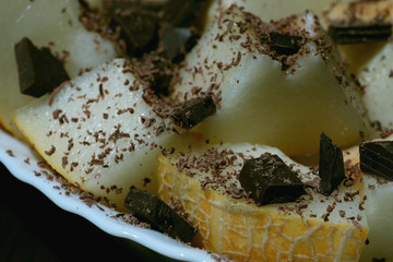 melon dessert with chocolate