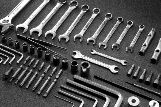 Engeneering hand tools studio isolated