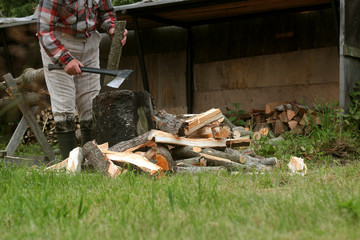 man chopping wood