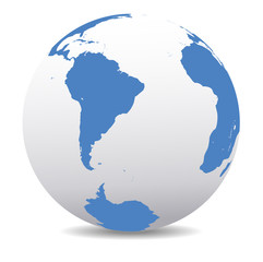 South America, South Pole and Africa Global World