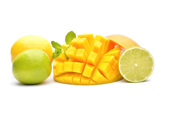 Exotic fruits on a white background
