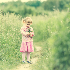 Cute little girl on the meadow 