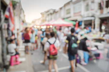 Blurred people on the street in phuket old town