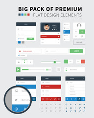 Pack of Flat design ui kit for webdesign / Flat design set ui kit