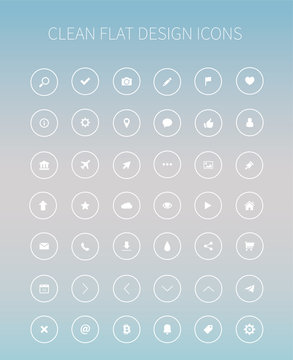 Clean webdesign icons set in circle / icons on blurred background