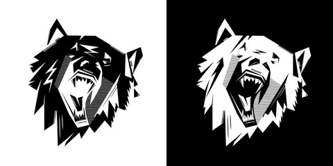 Black and white monochrome emblem, symbol, logotype, sign, badge