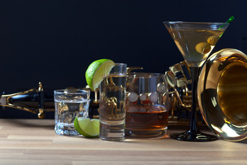 Saxophone and alcoholic drinks