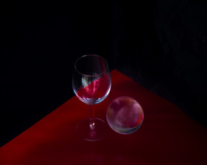 Abstract composition with glass objects