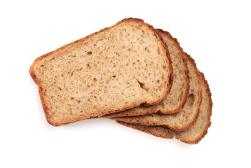 Slices of a rye bread, isolated on a white.