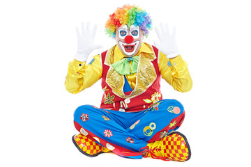 Portrait of a clown isolated on white background