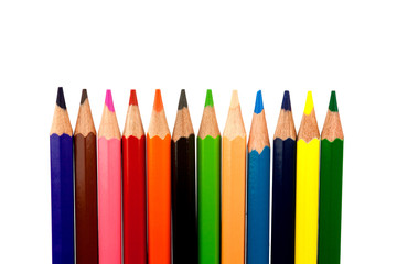 Coloured Pencils on White Background