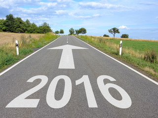 Obraz premium 2016 - Straße mit Pfeil